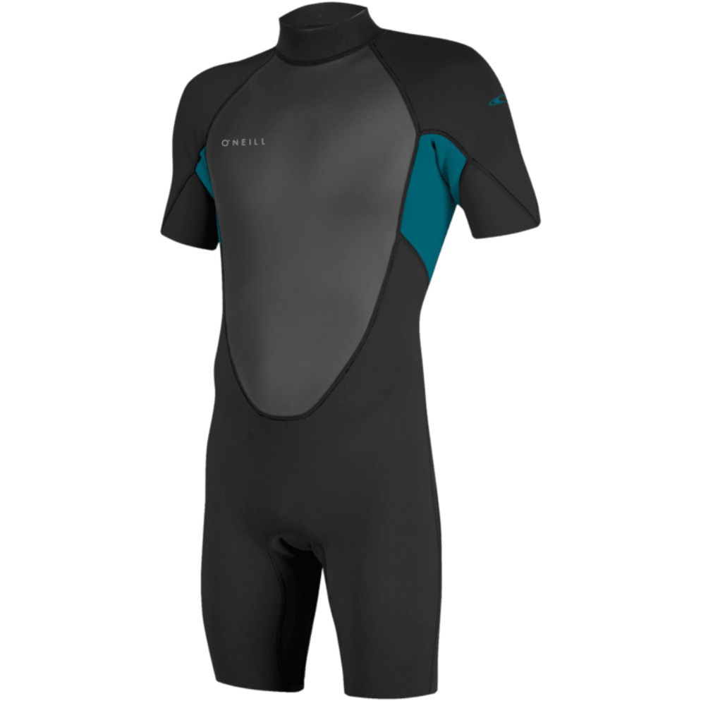 2026 O'Neill Da Uomo Reactor-2 2mm Back Zip Shorty Muta 5041B - Black / Tide Pool